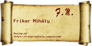 Friker Mihály névjegykártya